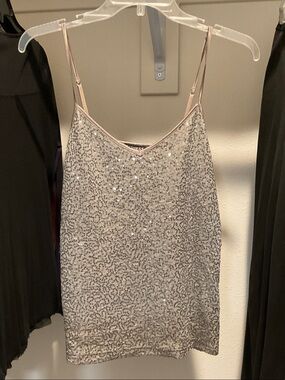 Express Silver Sequin Camisole with Adjustable Straps